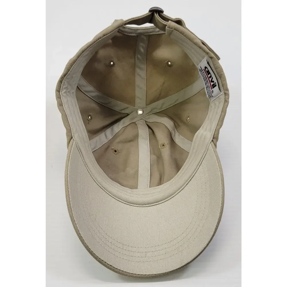 L) Anvil Strapback Dad Baseball Cap Hat Beige Tan 100% Cotton